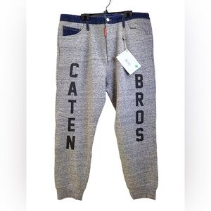🇨🇦 NWT ✨ DSQUARED2 Gray Joggers with Black Caten Bros Print